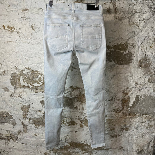 Amiri MX1 Blue Leather Mineral Wash Denim Jeans Sz 29