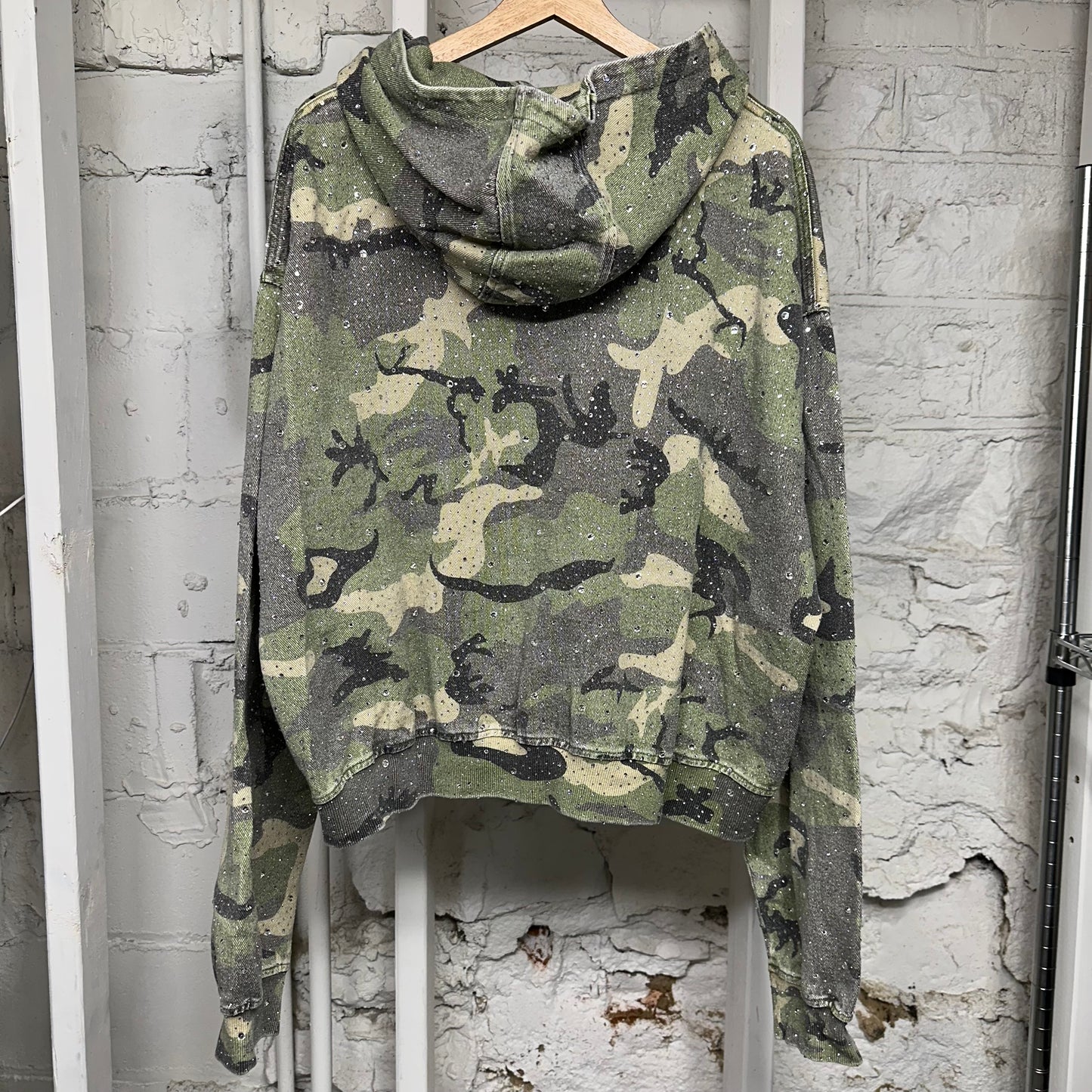 Vale Crystal Green Camo Zip Up Hoodie Sz XL