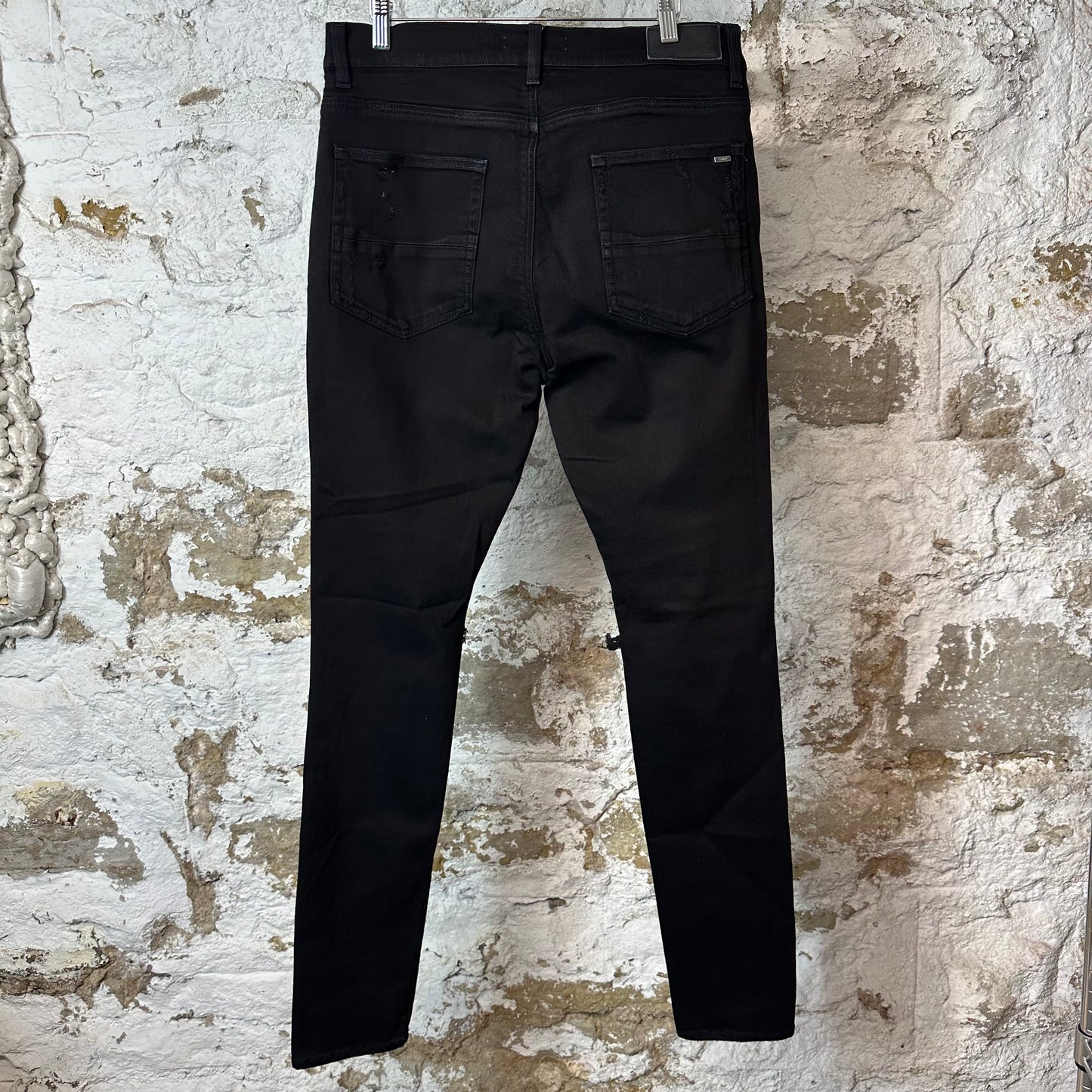 Amiri White Bone Patches Black Denim Jeans Sz 34