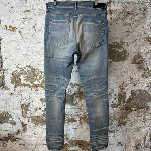 Amiri MX1 Black Multicolor Paisley Blue Denim Jeans Sz 33