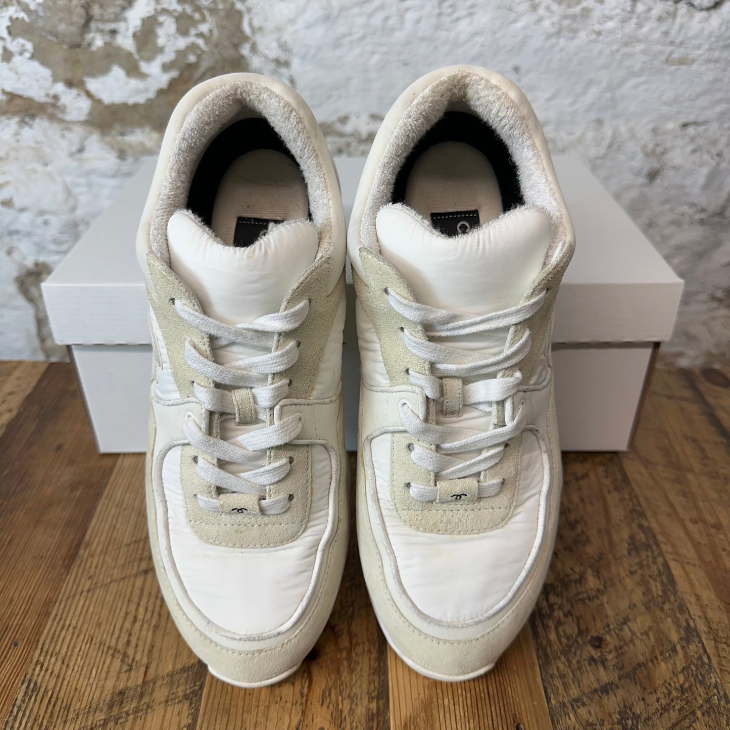 Chanel CC Cream White Trainer Sz 7.5 (40.5) No Box