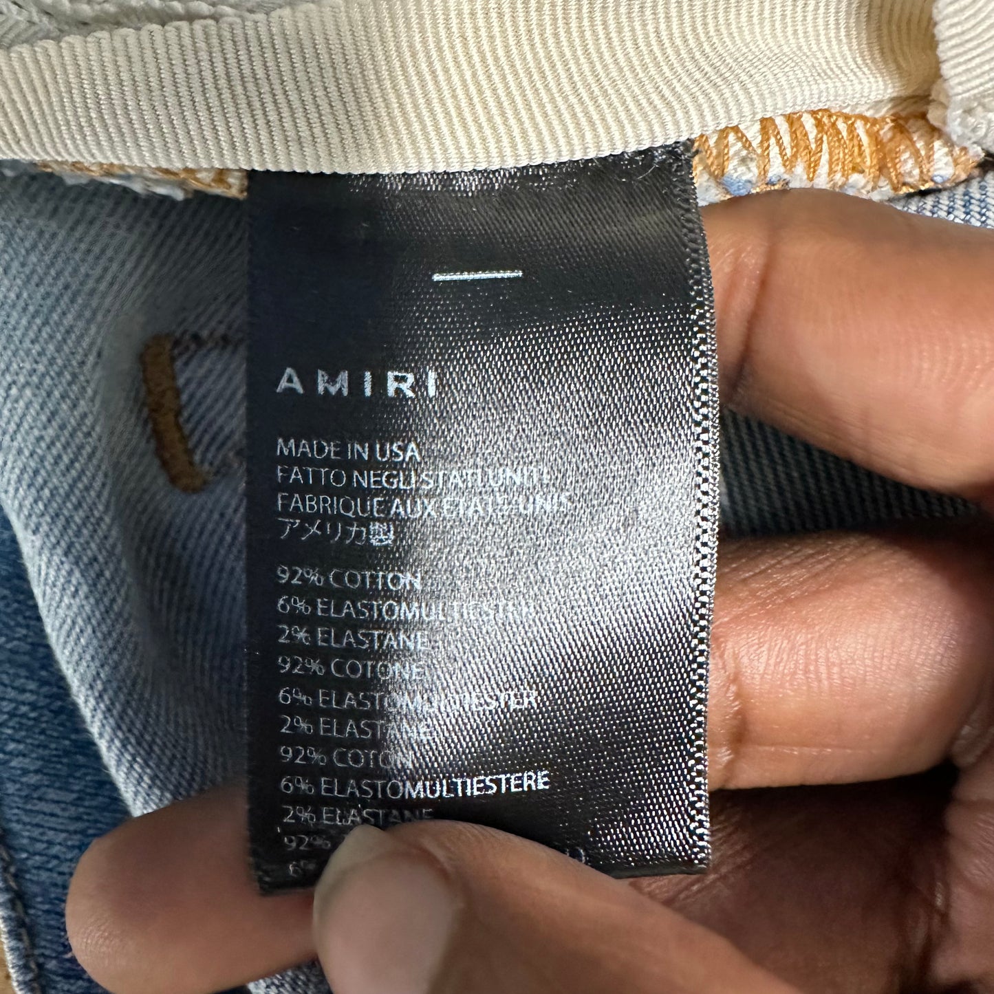 Amiri MX1 Marble Patch Blue Denim Jeans Sz 32