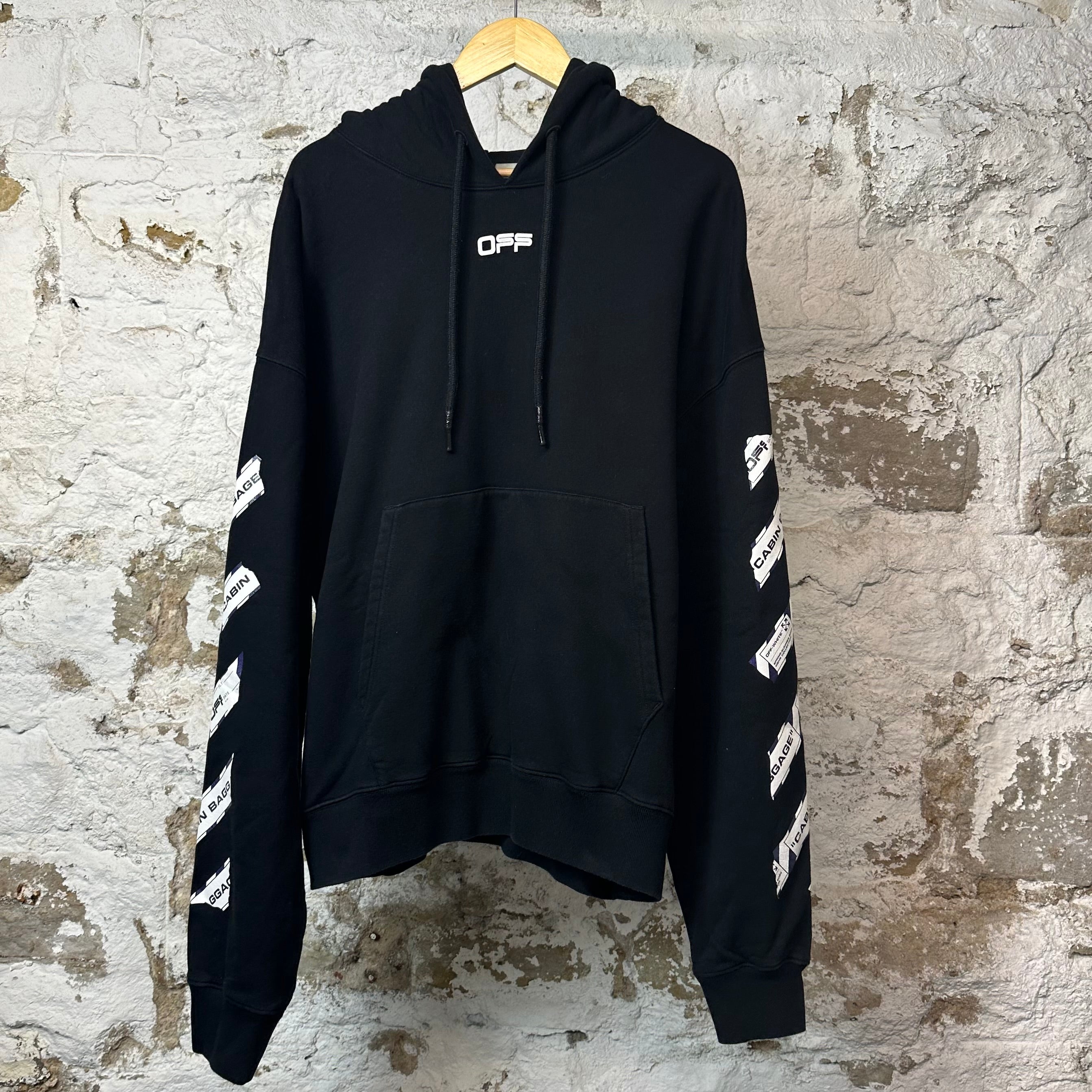 Off White Cabin Baggage Hoodie Black Sz XXL