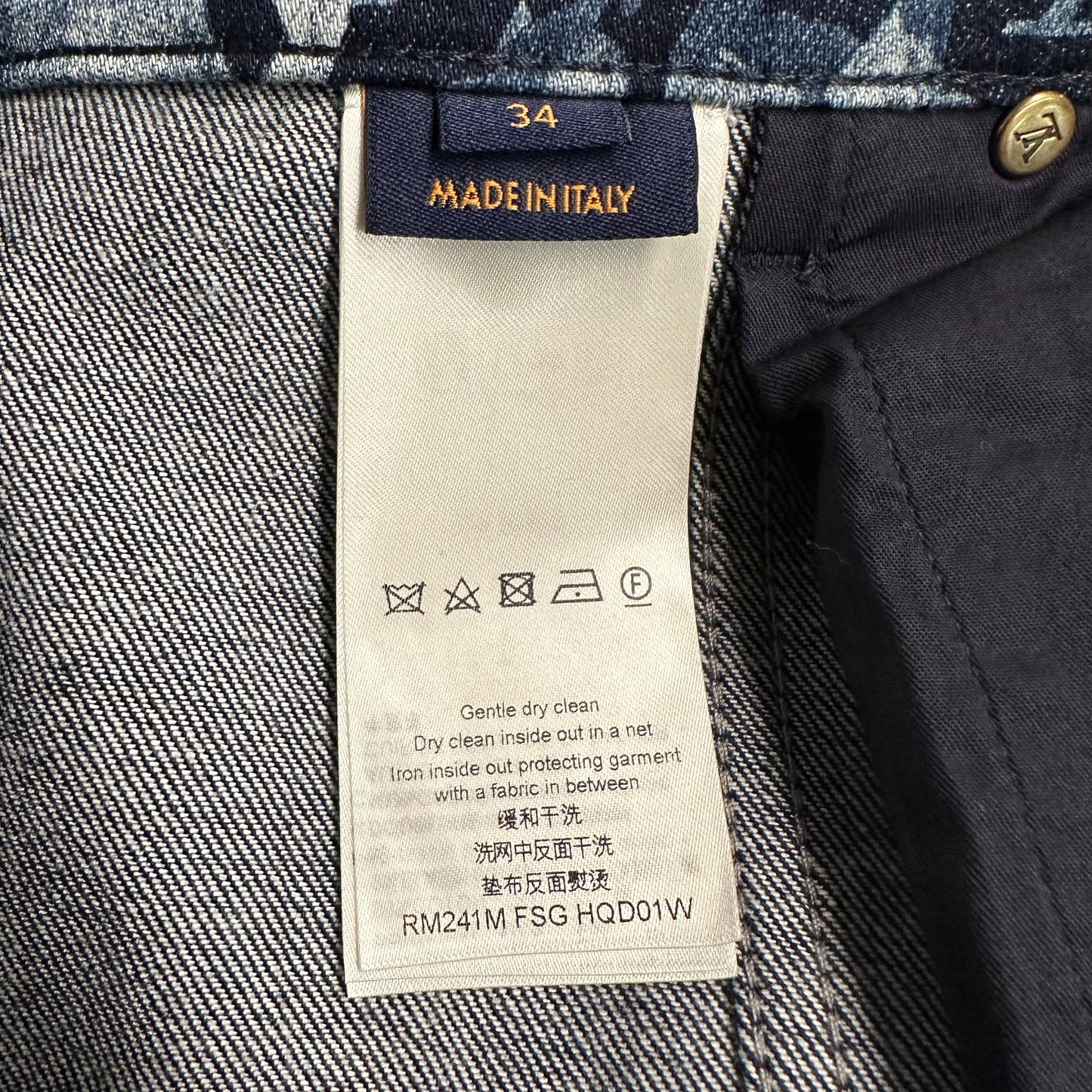 Louis Vuitton Blue Floral Monogram Blue Denim Jeans Sz 34 DS