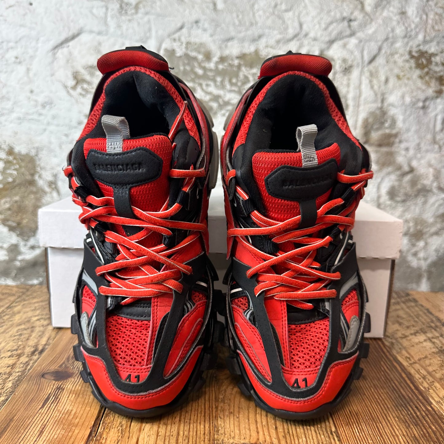 Balenciaga Track Runner Black Red Grey Sneaker Sz 8 (41)