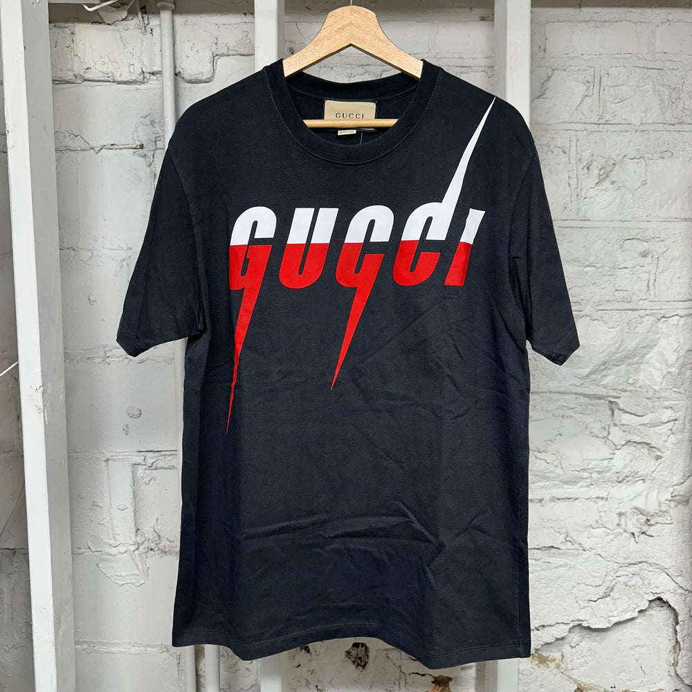 Gucci Flash Logo Black T-Shirt Sz S