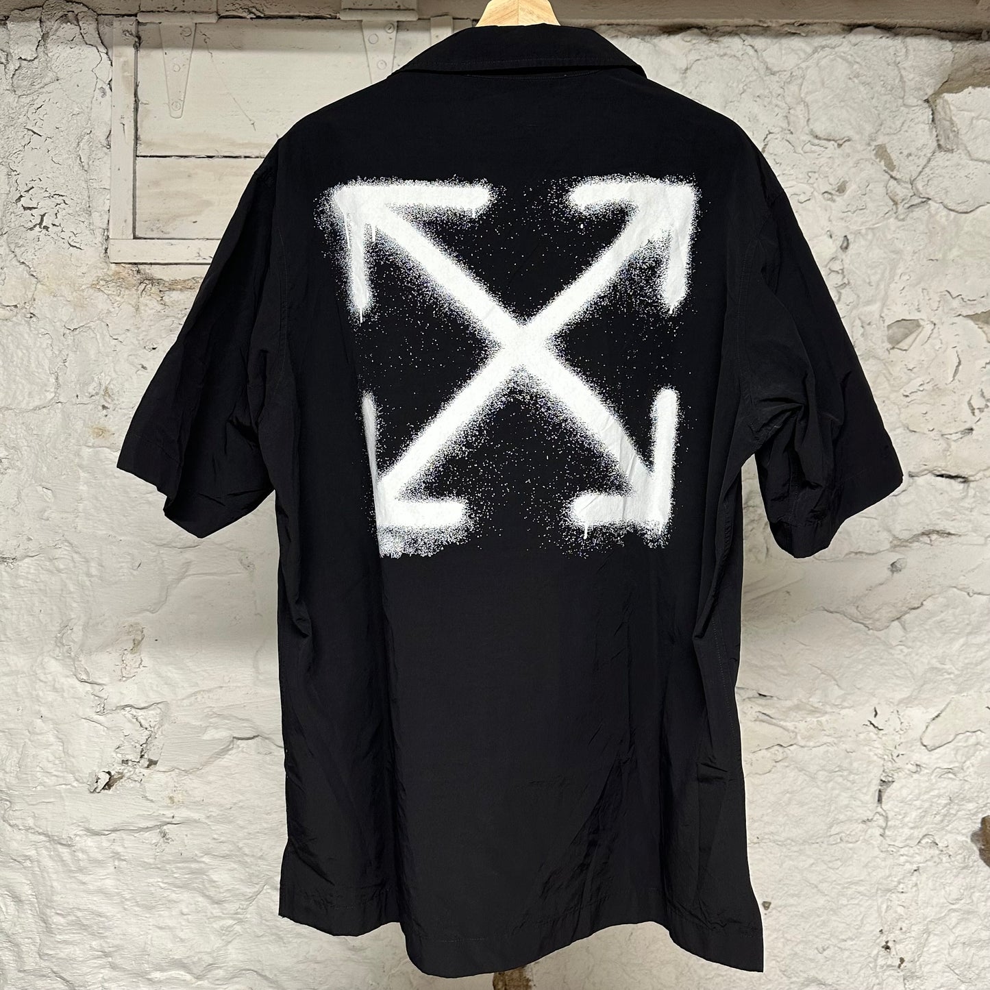 Off-White Spray Diagonals Button Up Shirt Black Sz L