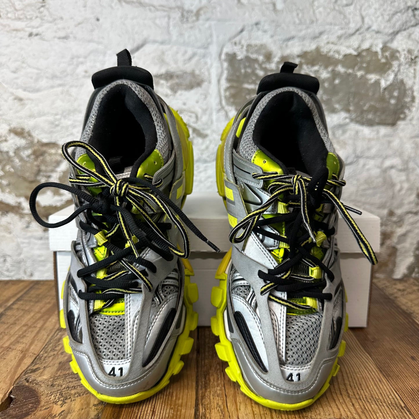 Balenciaga Track Runner Silver Neon Sneaker Sz 8 (41)