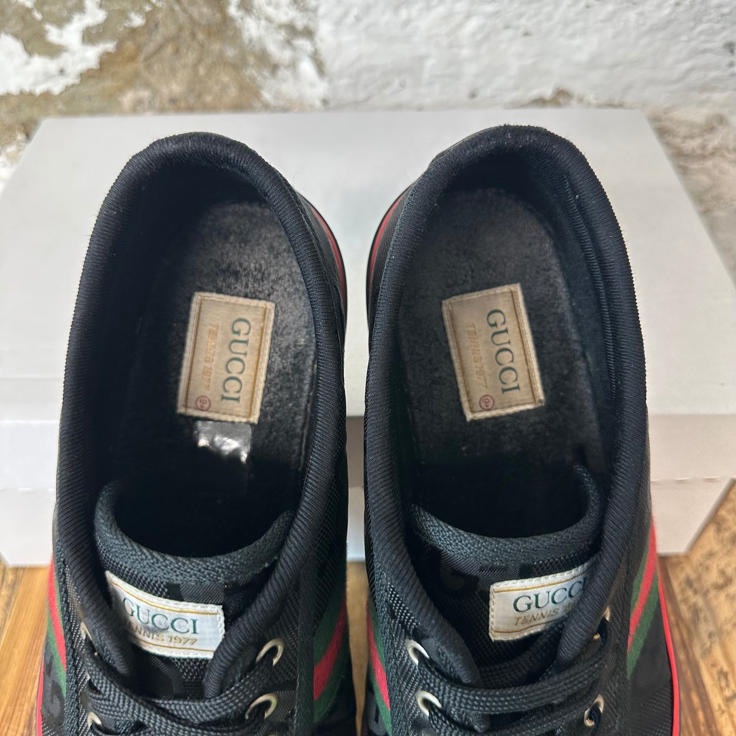 Gucci Tennis 1977 Black Monogram Sneaker Sz 9.5