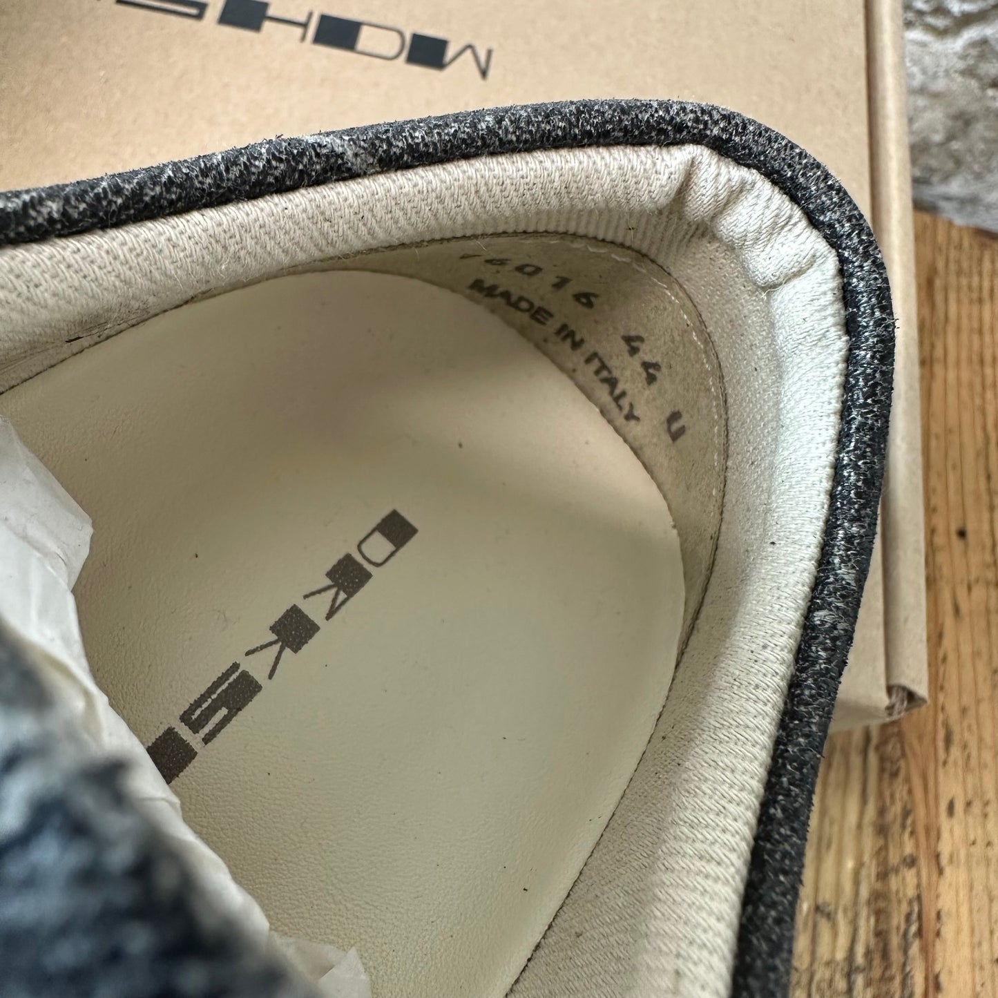 Rick Owens Vintage Black Washed Foil Milk Sneaker DS
