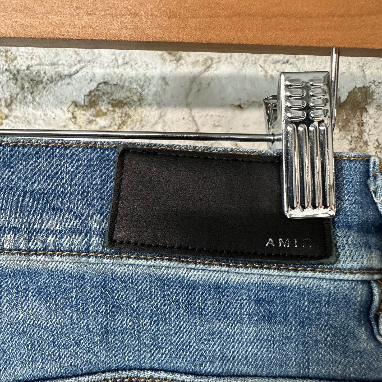 Amiri Plain Blue Distressed Denim Jeans Sz 28
