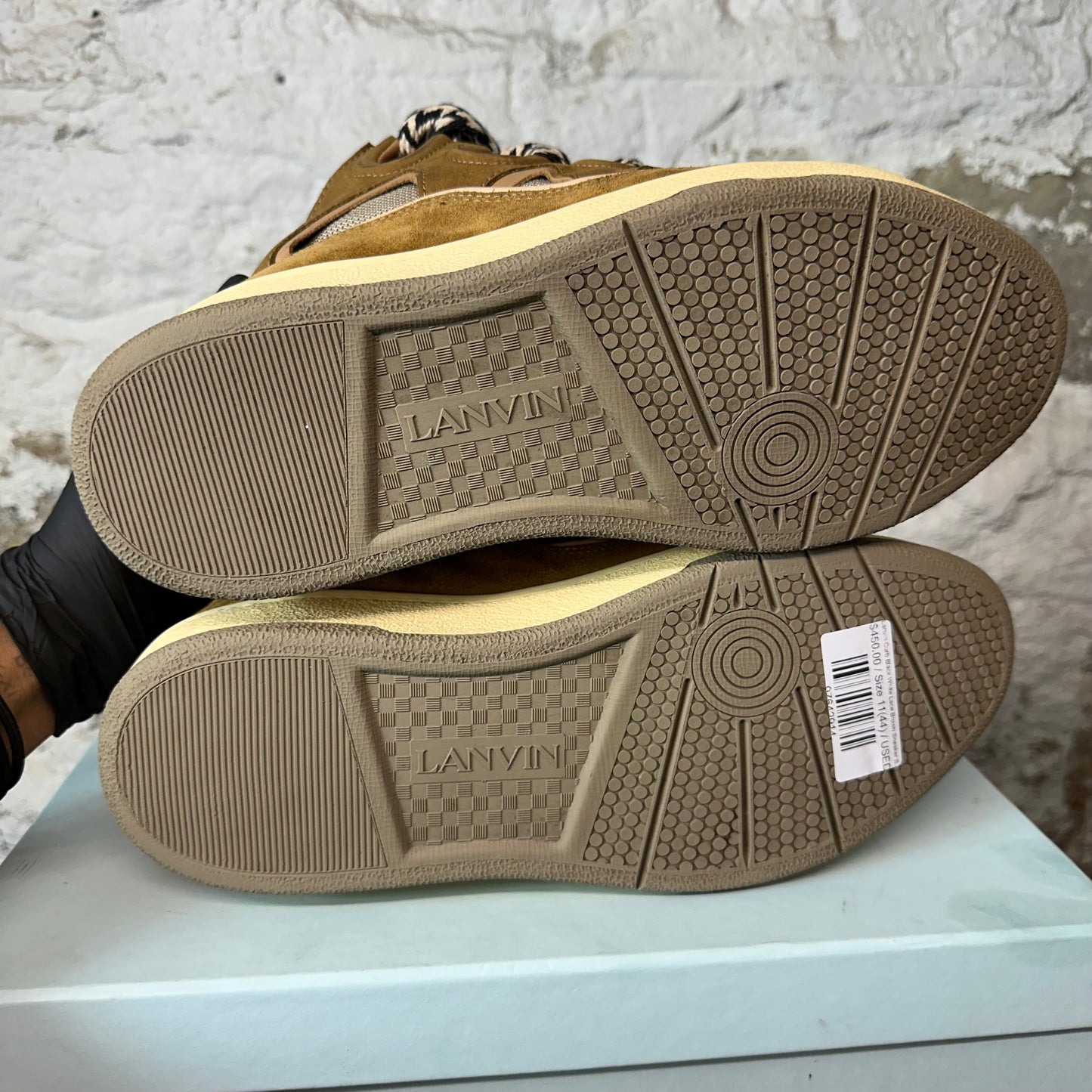 Lanvin Curb Black White Lace Brown Sneaker Sz 11 (44)