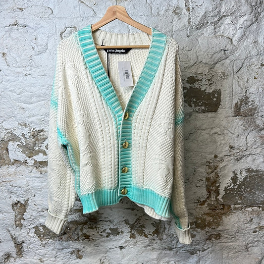 Palm Angels White Blue Cardigan Sz S