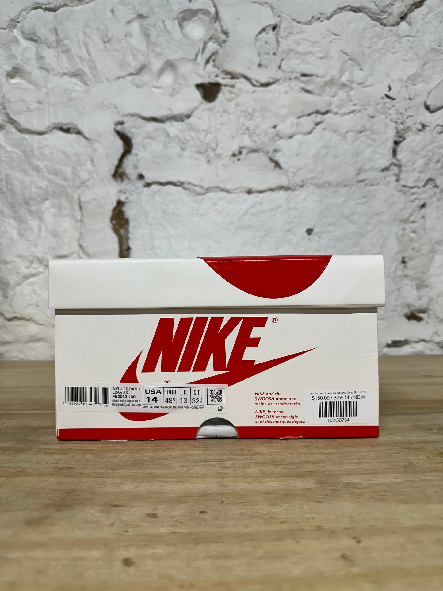 Air Jordan 1 Low 85 Neutral Gray Sz 14 DS