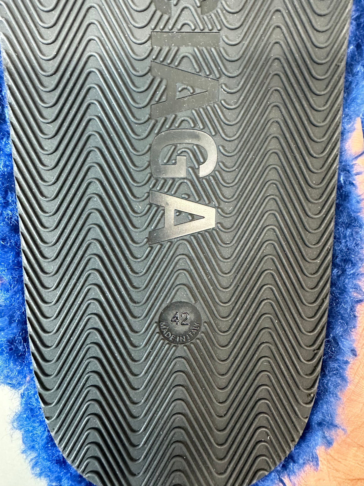 Balenciaga Political Blue Furry Slide