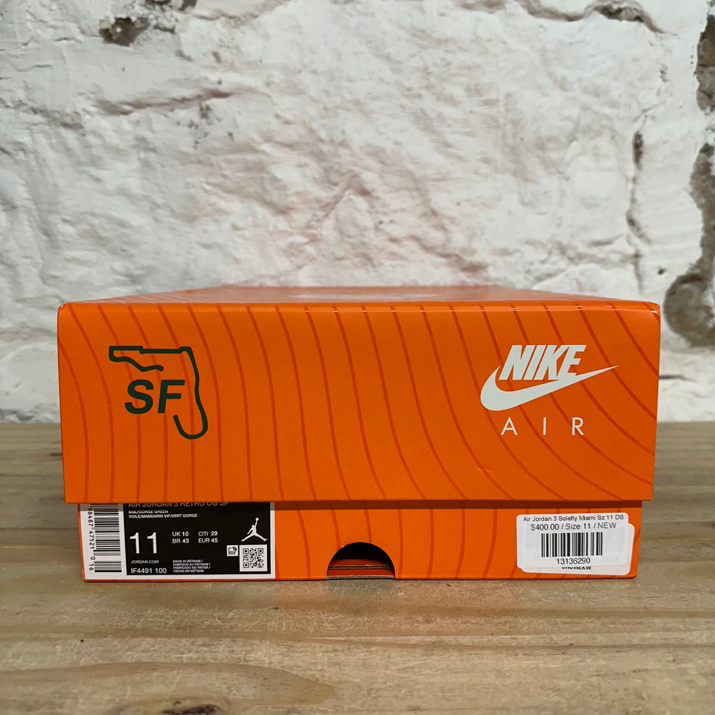 Air Jordan 3 Solefly Miami Sz 11 DS