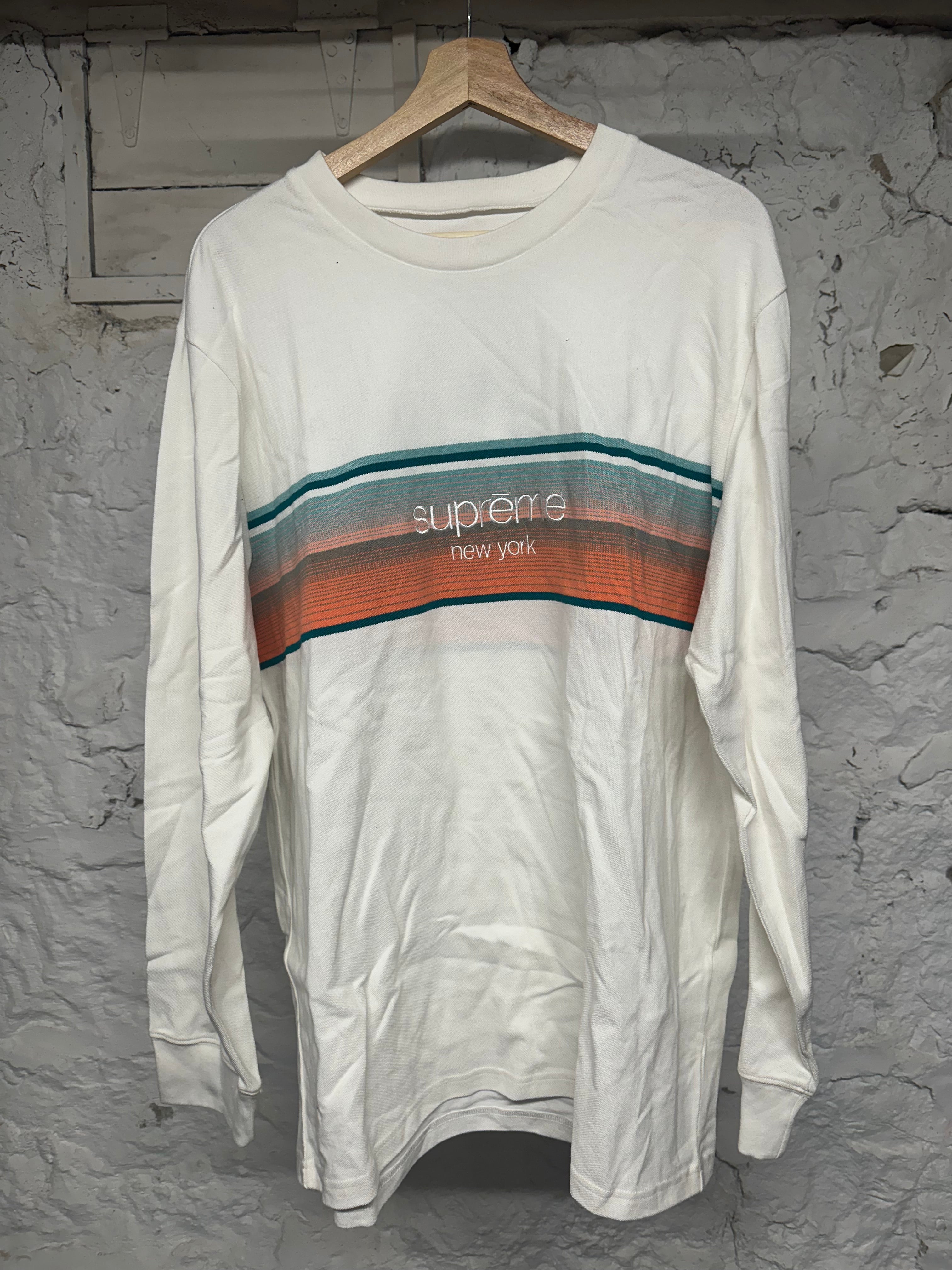 Supreme Shadow Stripe L/S T-Shirt Sz XL DS