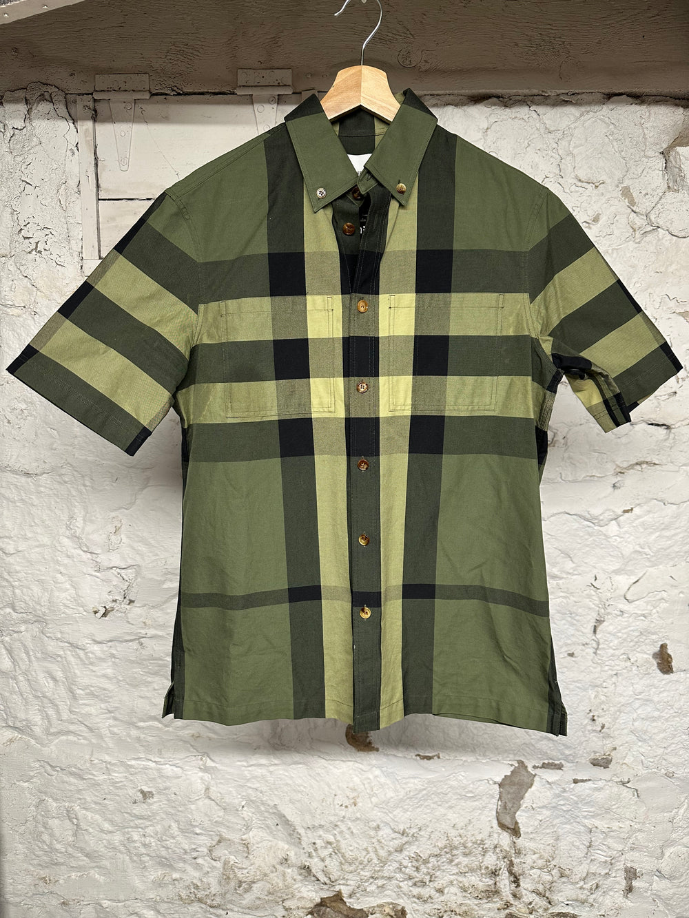 Burberry Green Plaid Button Up Sz XS