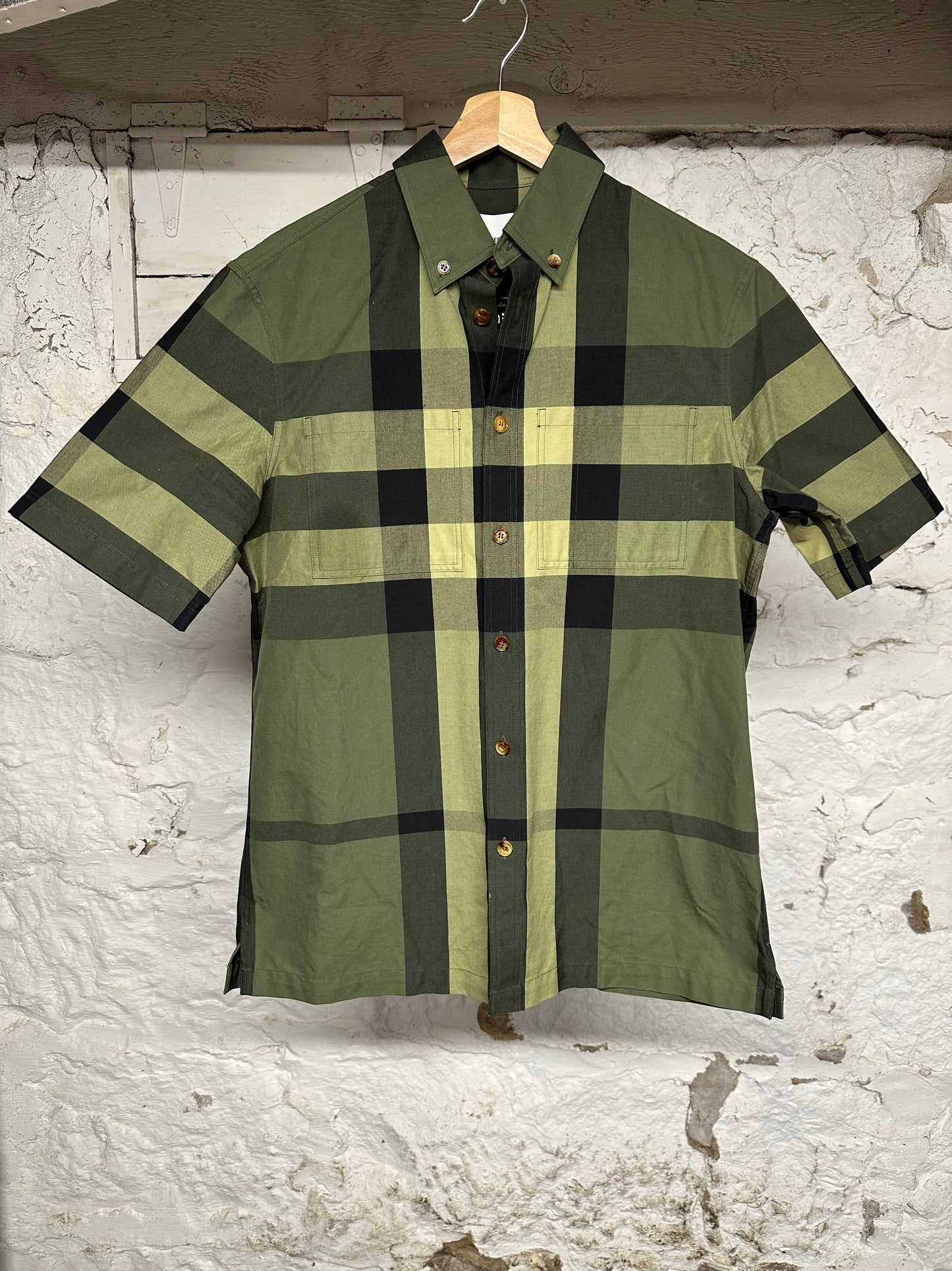Burberry Green Plaid Button Up Sz XS