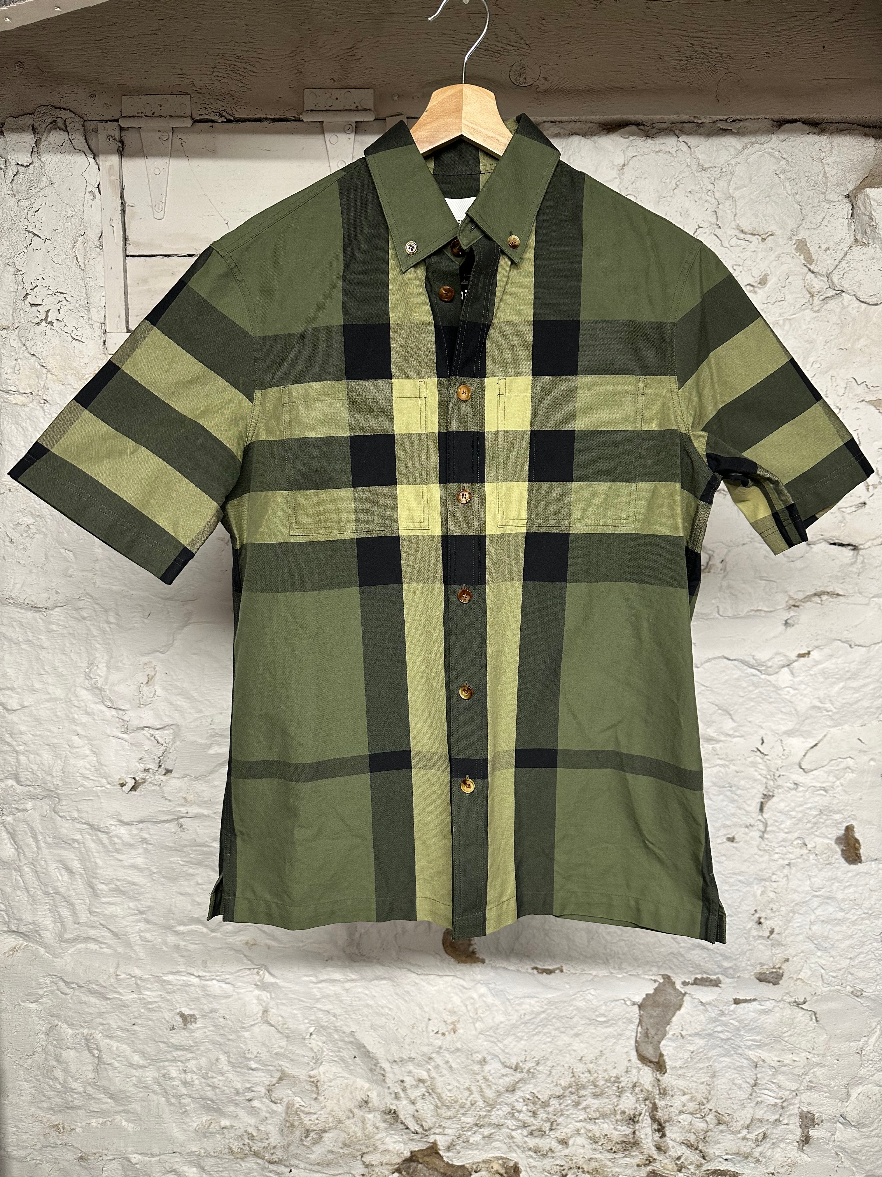 Burberry Green Plaid Button Up Sz XS