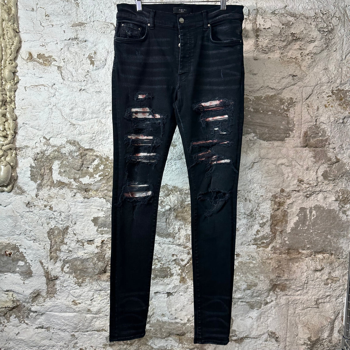 Amiri MX1 Red Tie Dye Thrasher Black Denim Jeans Sz 34