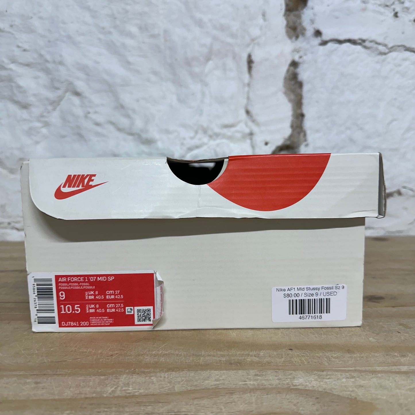 Nike Air Force 1 Mid Stussy Fossil Sz 9