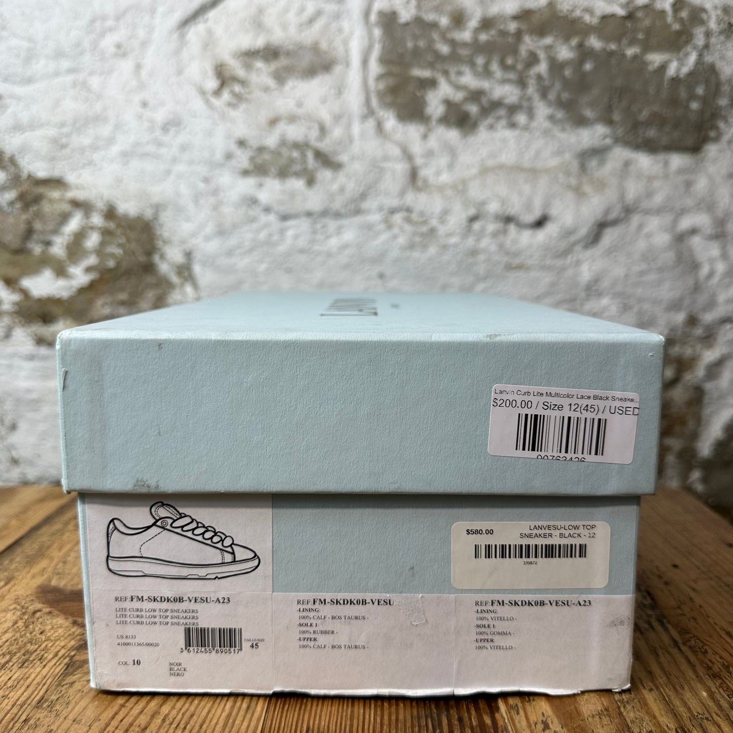 Lanvin Curb Lite Multicolor Lace Black Sneaker Sz 12 (45)