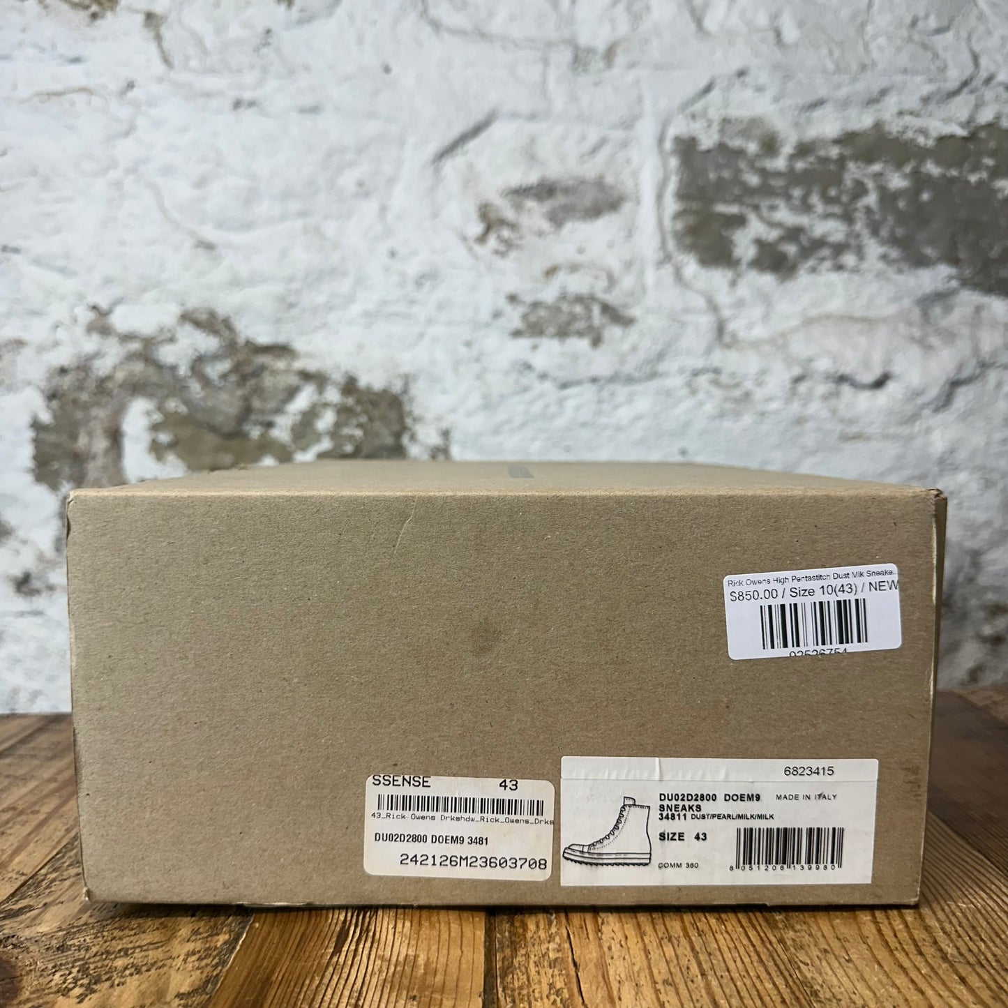 Rick Owens High Pentastitch Dust Mik Sneaker Sz 10 (43) DS