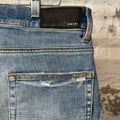 Amiri MX1 Grey Orange Plaid Blue Denim Jeans Sz 32