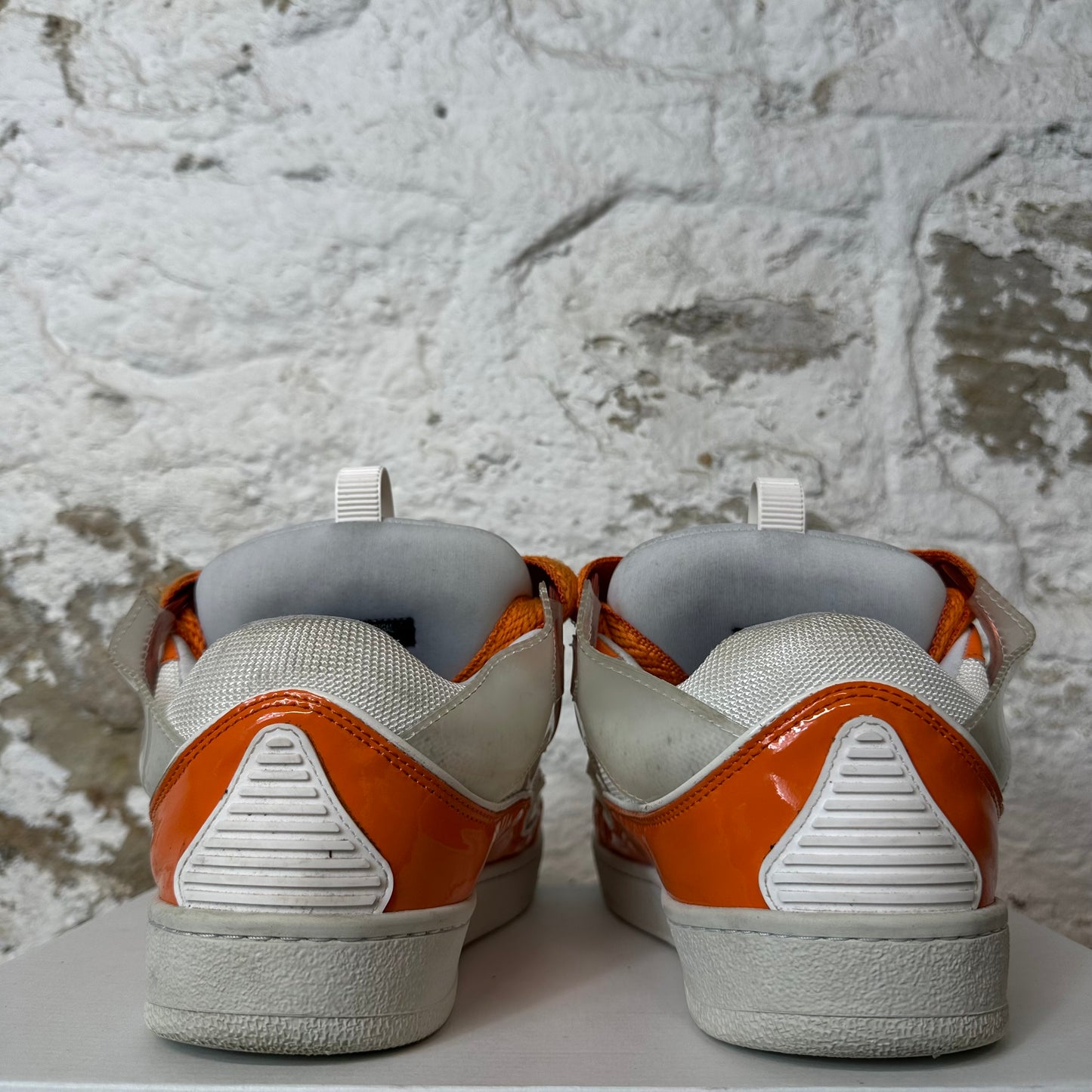 Lanvin Curb Orange Lace White Orange Sneaker Sz 6.5 (39) No Box