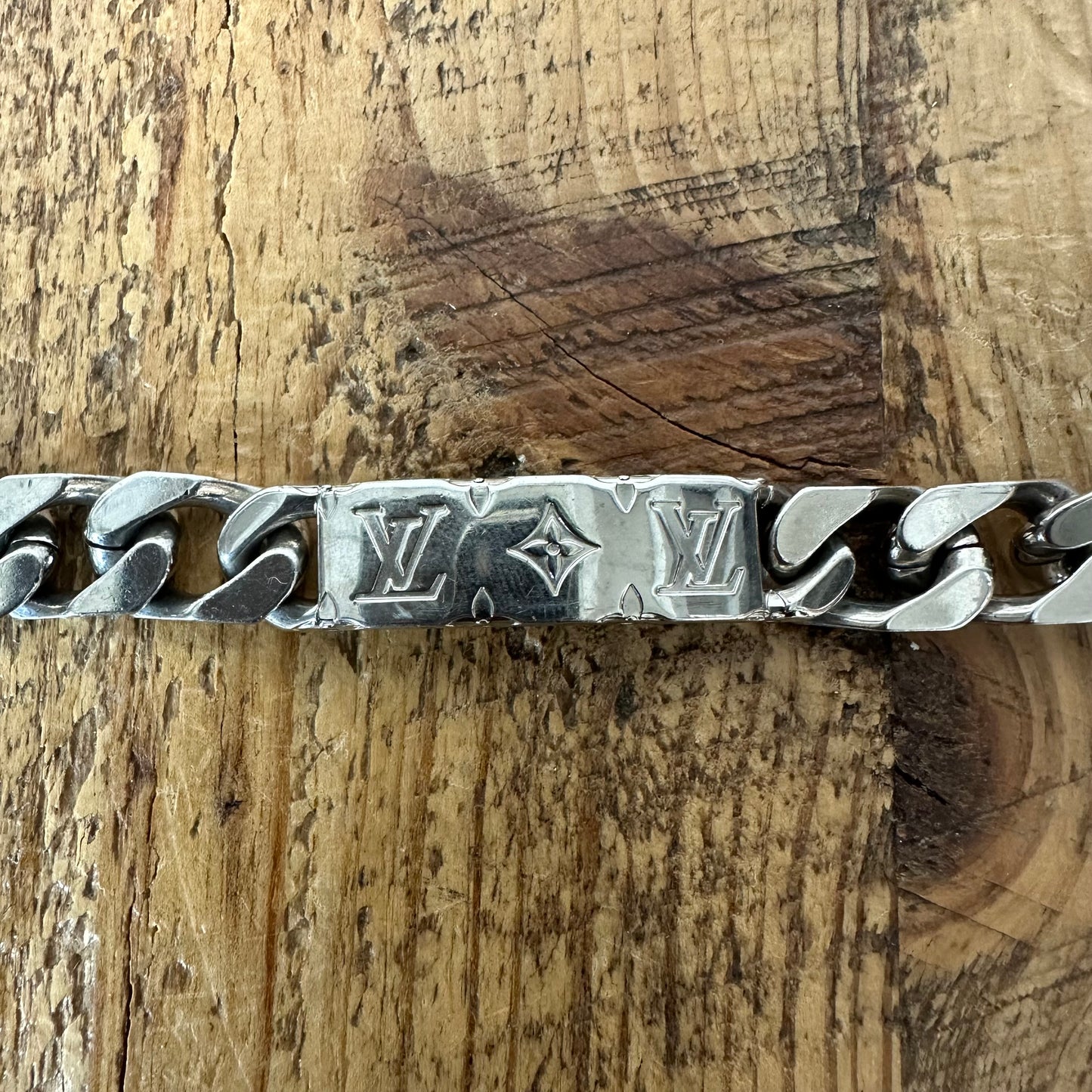 Louis Vuitton Silver Monogram Chain Bracelet
