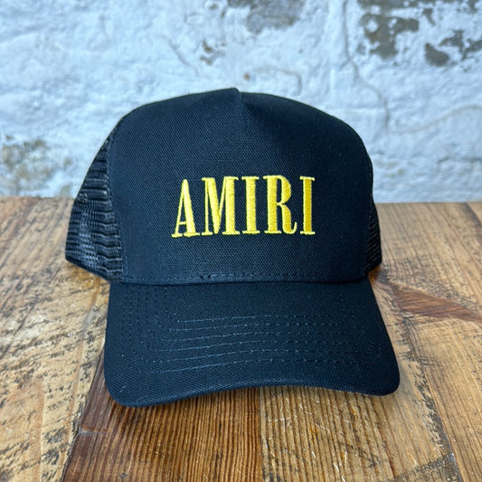 Amiri Yellow Spell Black Trucker Hat DS