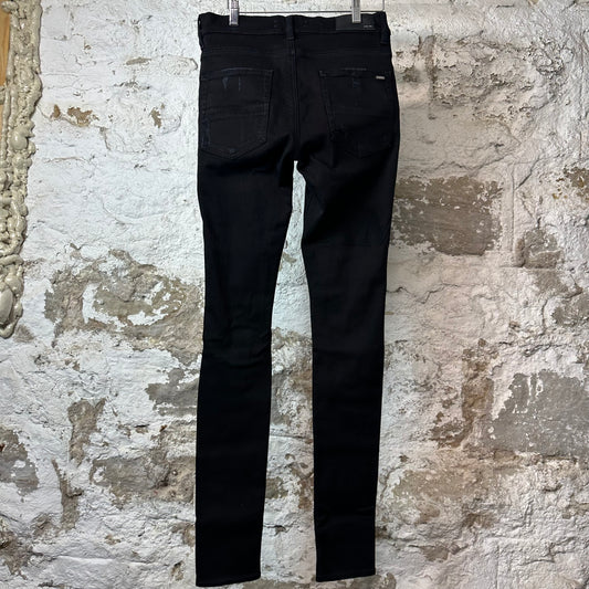 Amiri Black Suede Core Logo Black Denim Jeans Sz 31
