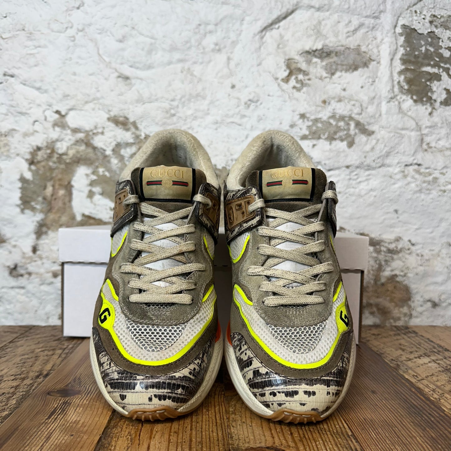 Gucci Ultrapace Brown Yellow White Sneaker Sz 8.5