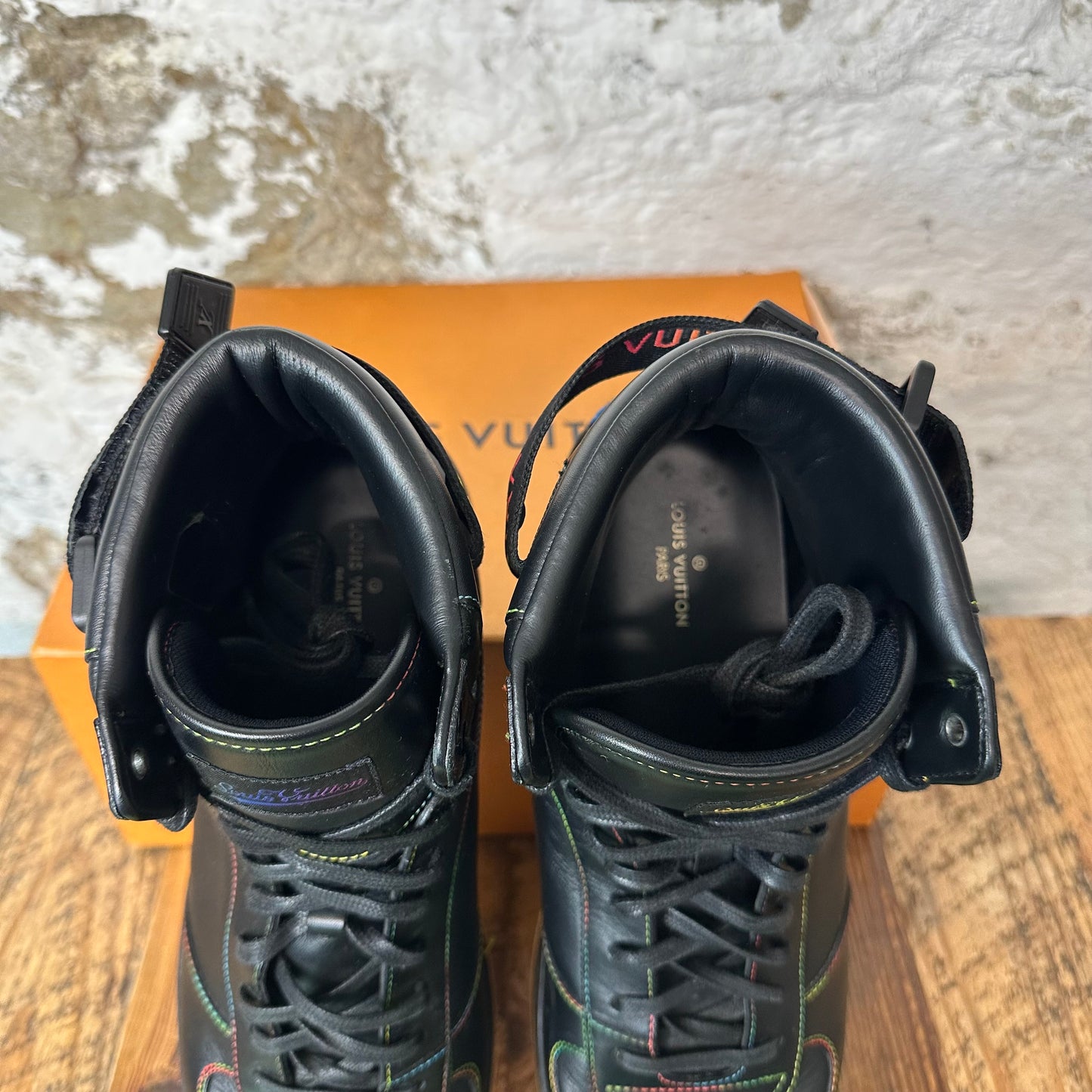 Louis Vuitton High Black Rainbow Rivoli Sneaker Sz 12.5 (11LV)