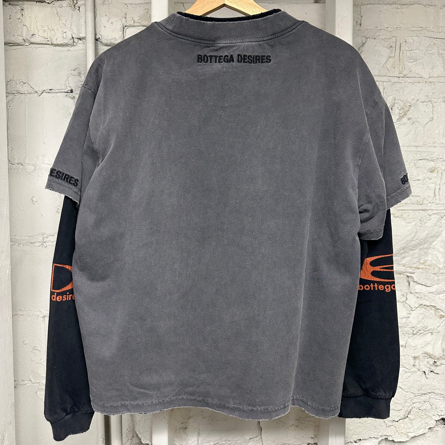 Bottega Desires Nights In New York Layered Grey Long Sleeve T-Shirt Sz S DS