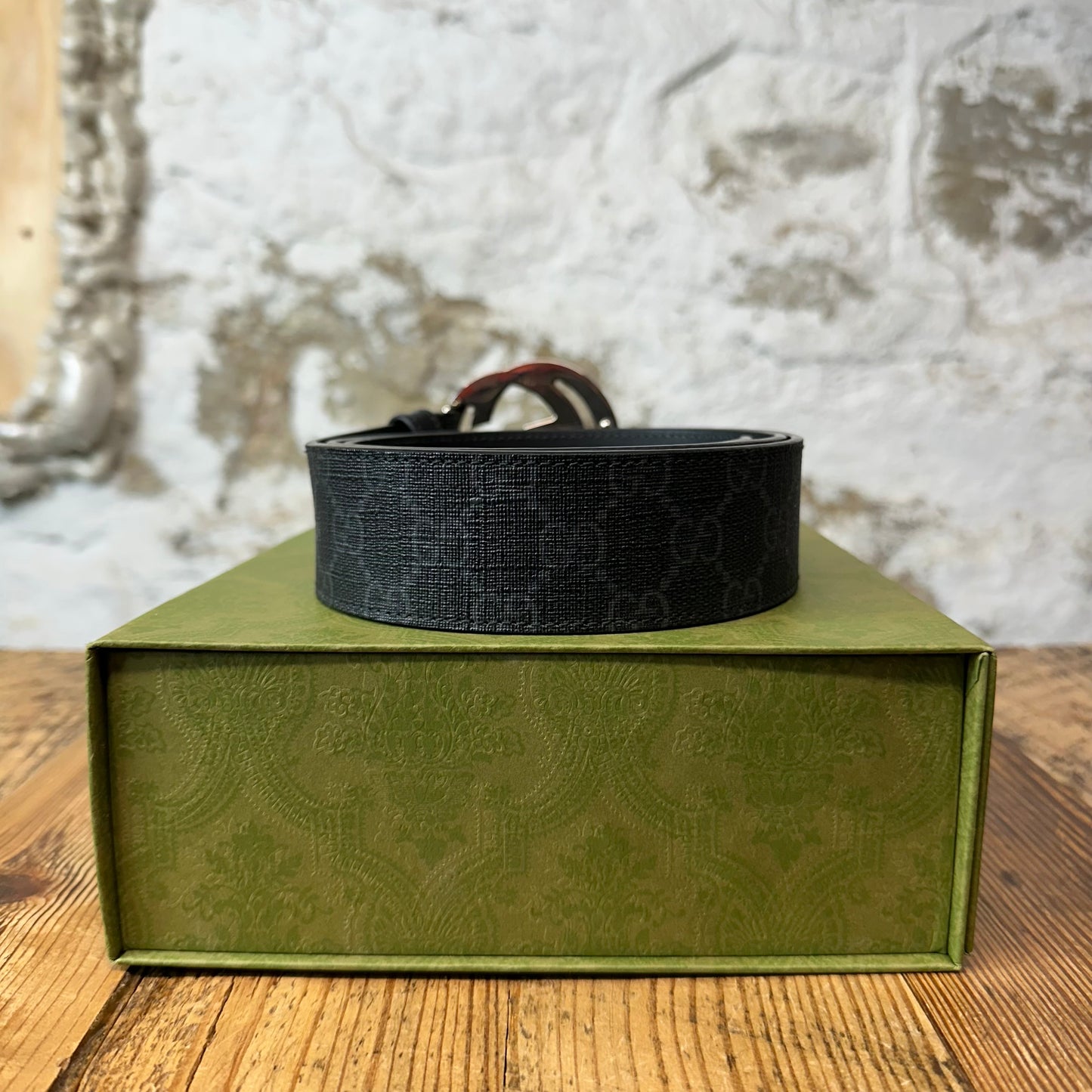 Gucci Black GG Monogram Belt Sz (95/38) W/ Box