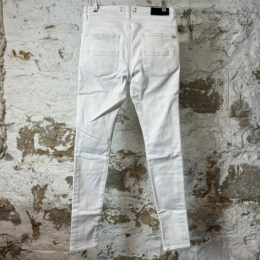Amiri MX1 White Leather White Denim Jeans Sz 31