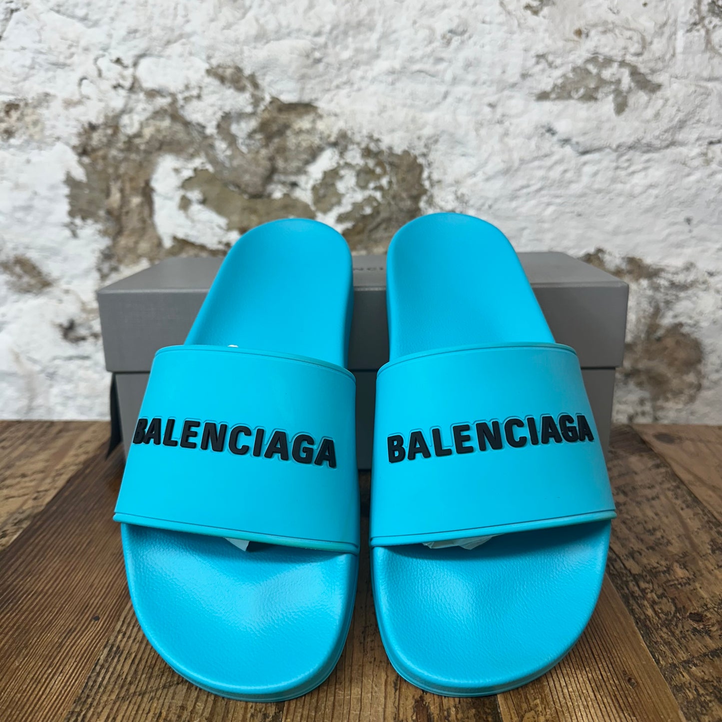 Balenciaga Turquoise Black Rubber Slide