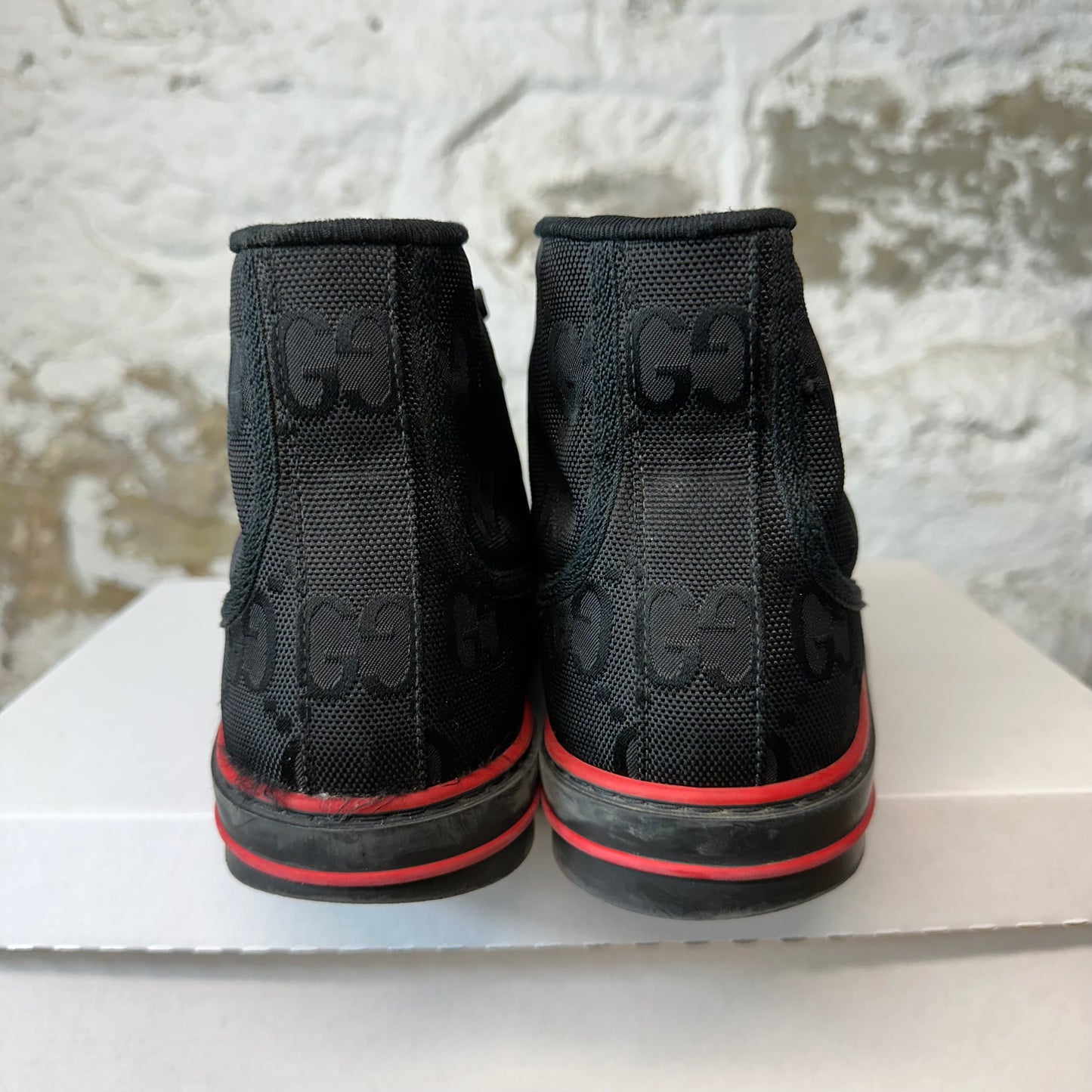 Gucci High Tennis 1977 Black Monogram Sneaker Sz 9.5