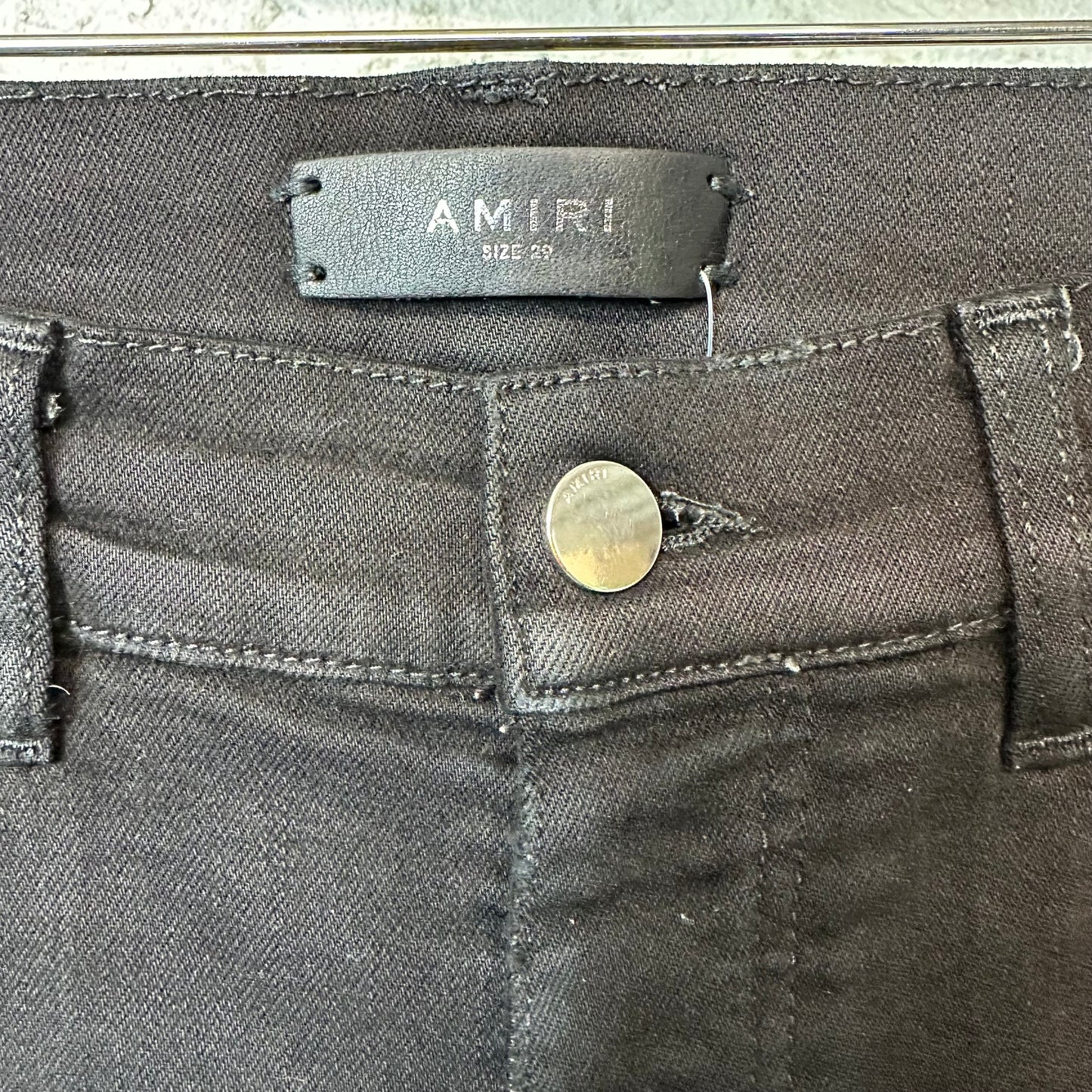 Amiri Distressed Plain Black Denim Jeans Sz 29
