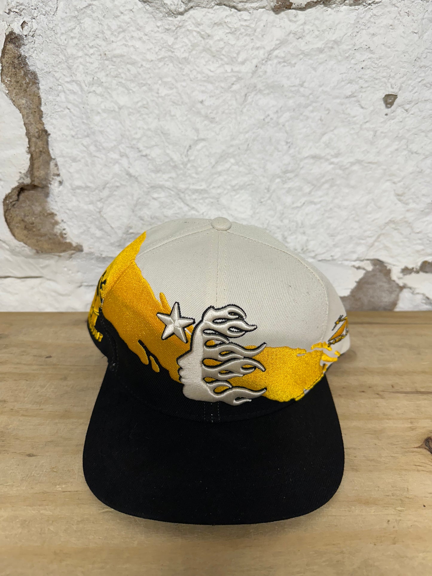 Hellstar Paintbrush Black Yellow Cream Snapback Hat DS