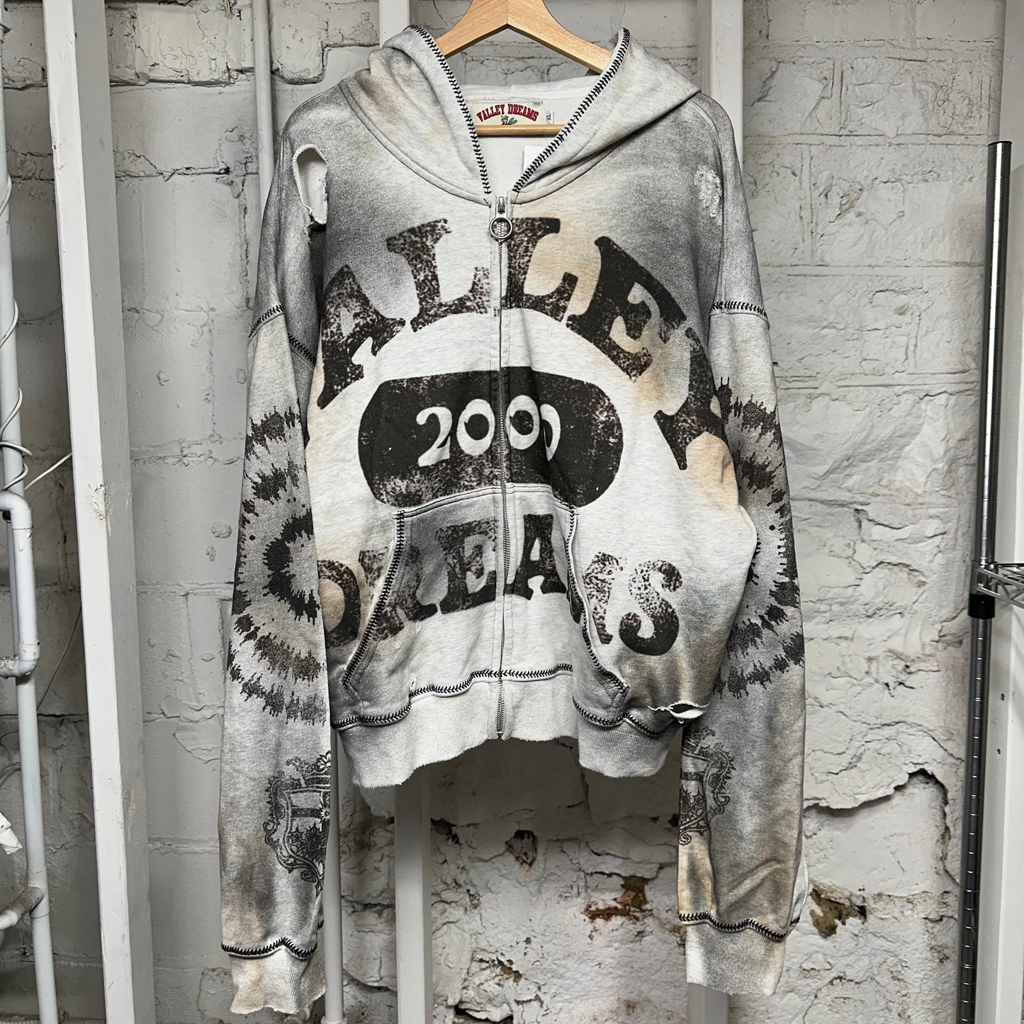 Vale Destroyer Grey Zip Up Hoodie Sz XL