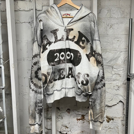Vale Destroyer Grey Zip Up Hoodie Sz XL