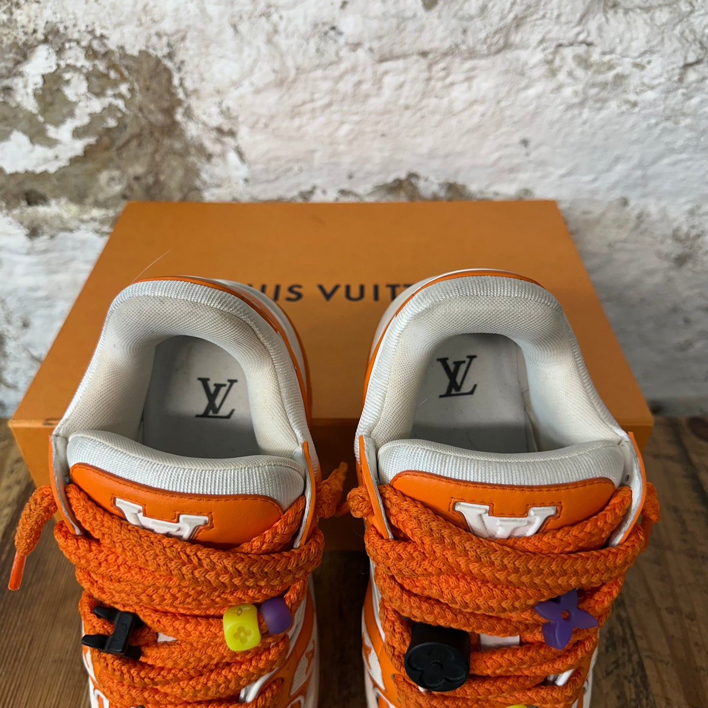 Louis Vuitton Orange White Maxi Trainer Sz 6.5 (5LV)