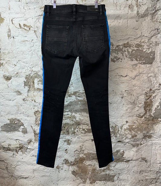 Amiri Blue Stripe Black Denim Jeans Sz 31