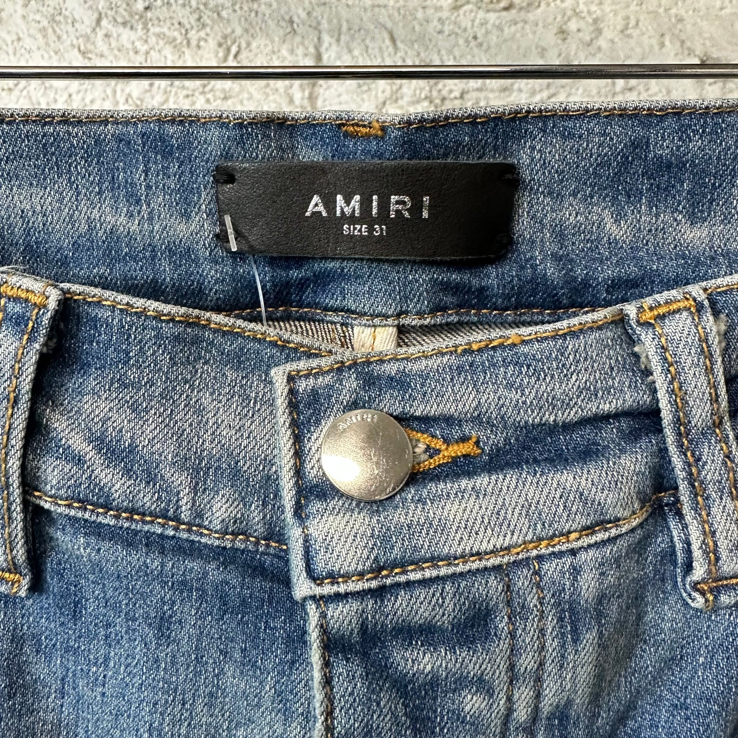 Amiri Distressed Spell Blue Denim Jeans Sz 31
