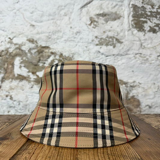 Burberry Tan Plaid Bucket Hat Sz L
