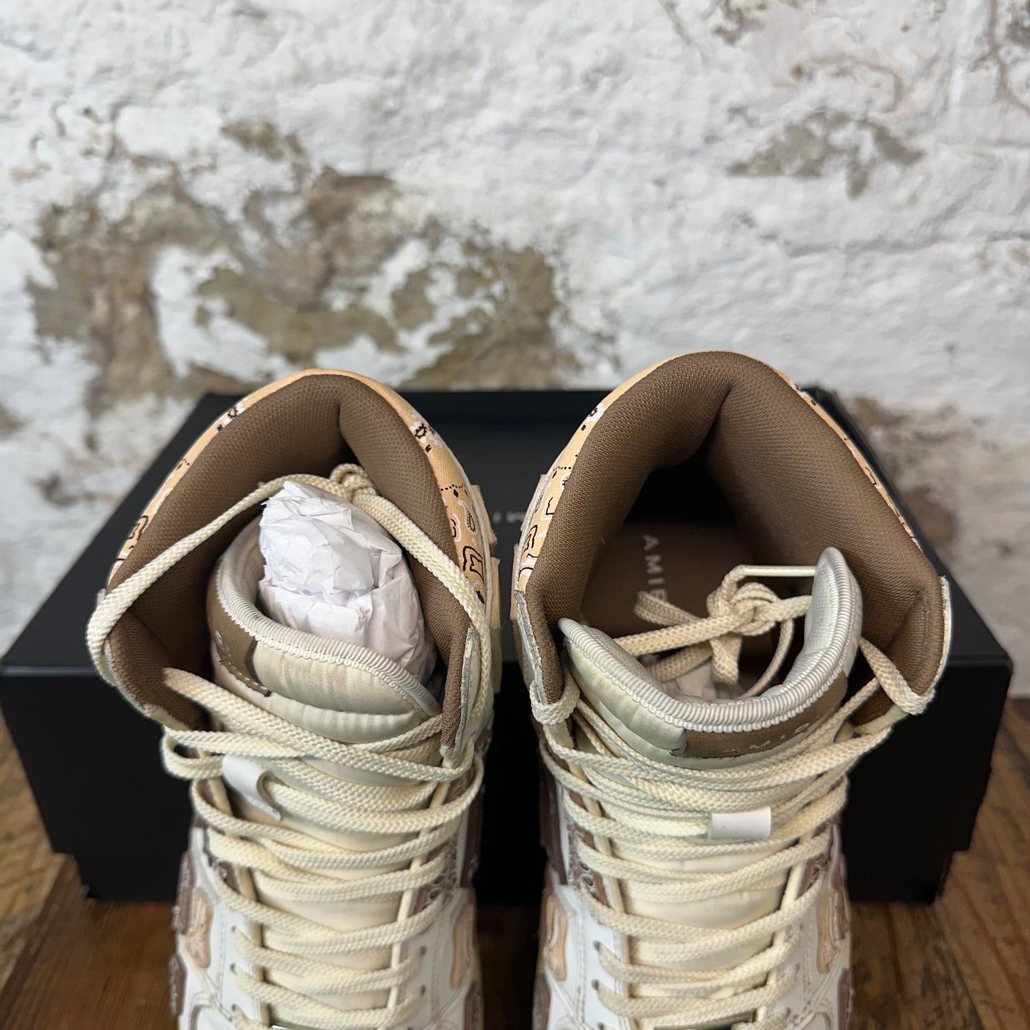 Amiri High Brown Paisley Skeleton White Sneaker Sz 10 (43)