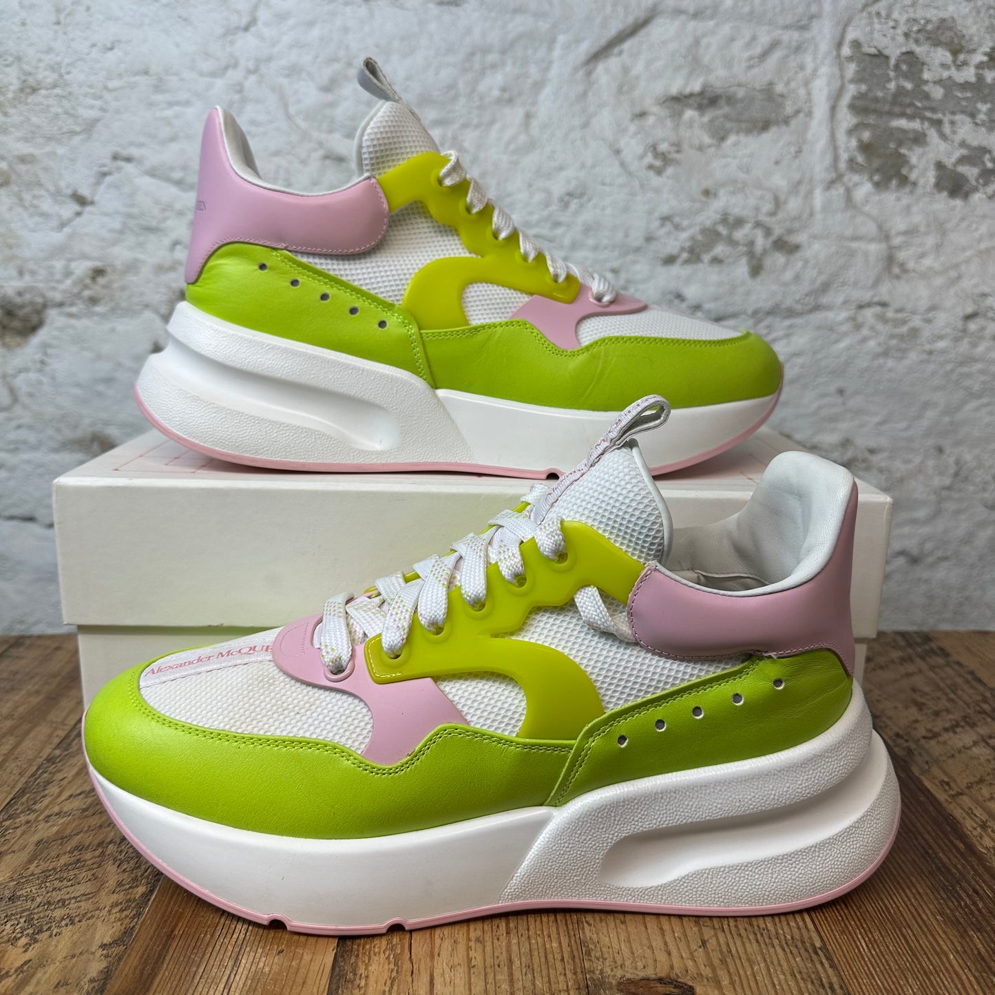 Alexander Mcqueen Sue Velour Lime Ice White Sneaker Sz 10 (43)